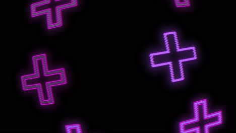 patrón de forma de cruces con luz púrpura de neón pulsante
