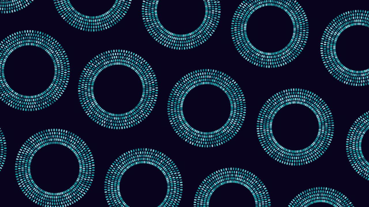 Neon circles pattern with rainbow dots on black gradient 2
