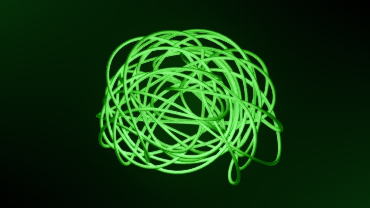Looping green presentation background animation of abstract string nest