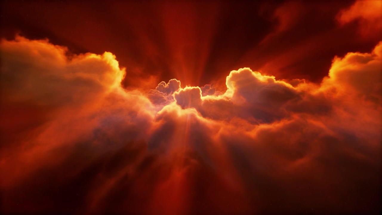 Golden Sunlight Beaming Through Dense Storm Clouds