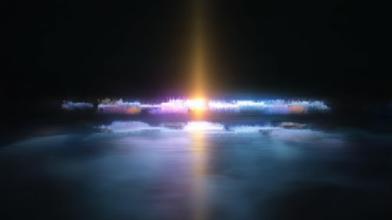 A Vibrant Spectrum of Light Reflects on Water at Dusk, Capturing the Tranquility of Nature and the Beauty of Colorful Hues in a Serene Landscape