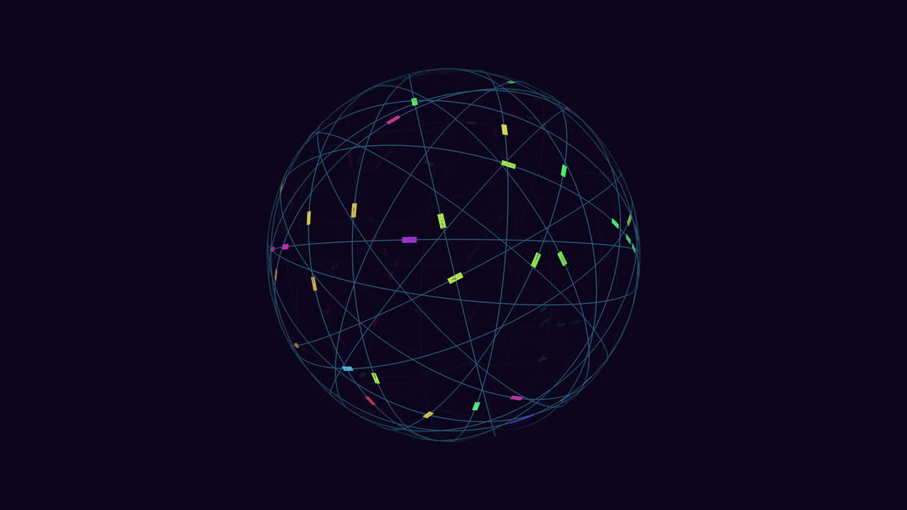 Symmetrical interconnected network of lines and dots in circular arrangement