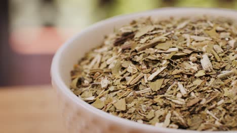 dried yerba mate in a bowl