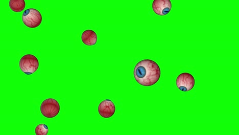 ojos azules modelo de vidrio humano 3d caída animación de pantalla verde 3d