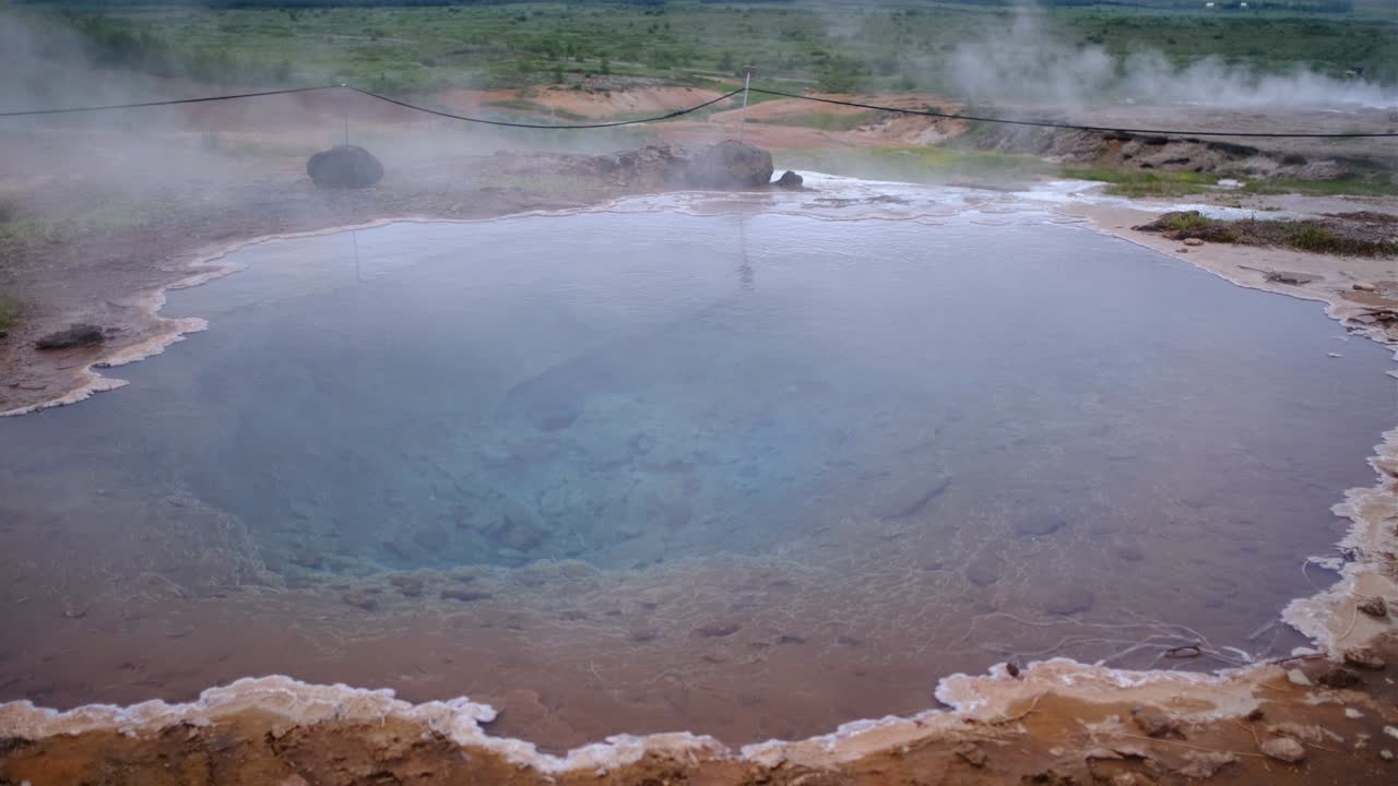 Haukadalur Valley, Geothermal Fields, Iceland. Blesi Geyser.