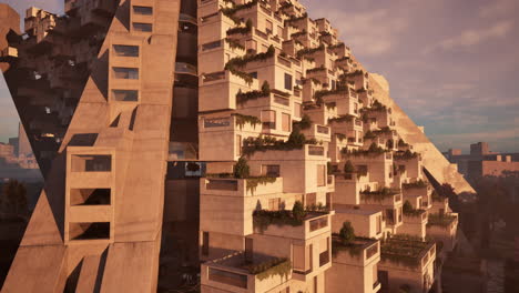 futuristic pyramid shaped apartment building