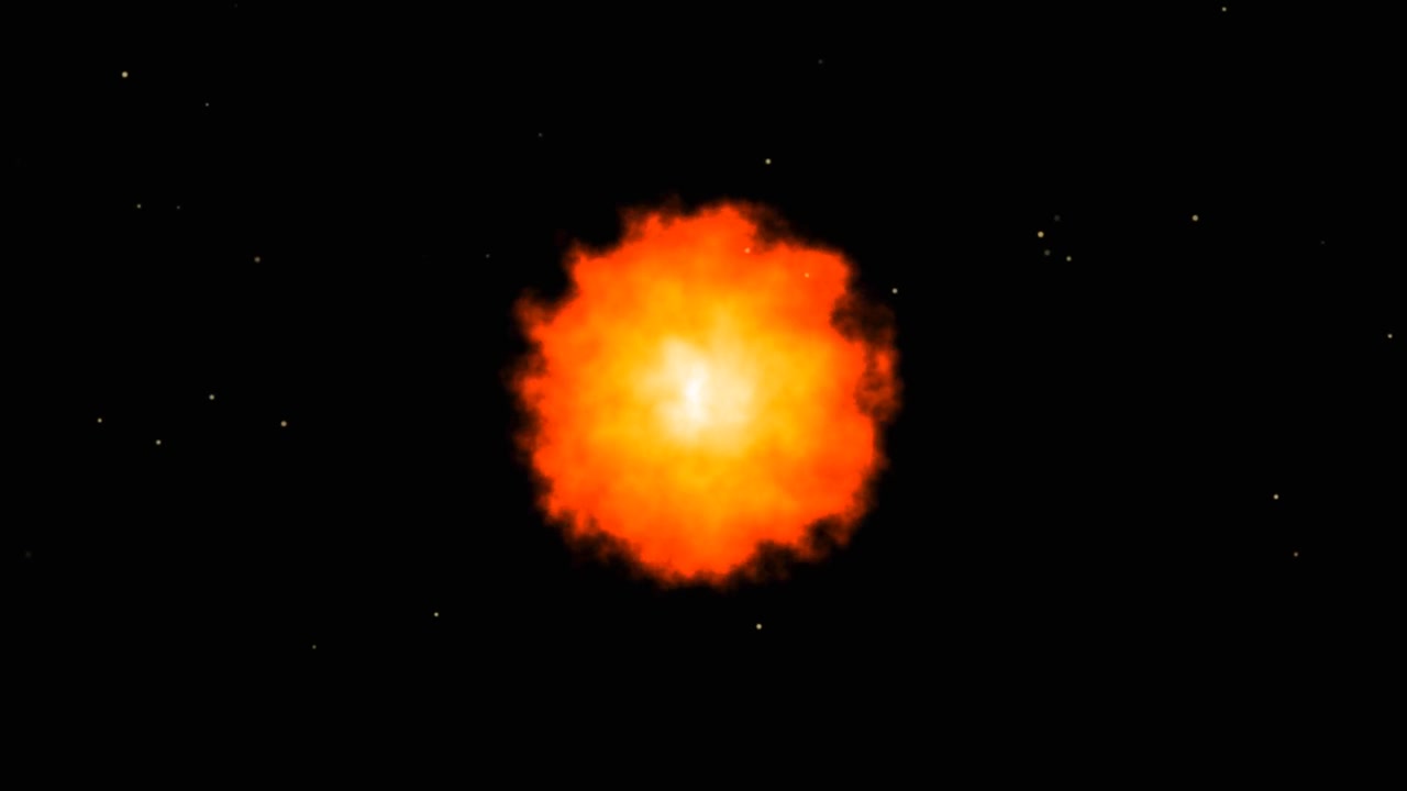 Expanding Glowing Orange Sphere Against Dark Background
