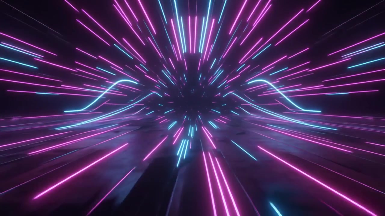 Abstract Neon Light Tunnel with Fast Motion Effect