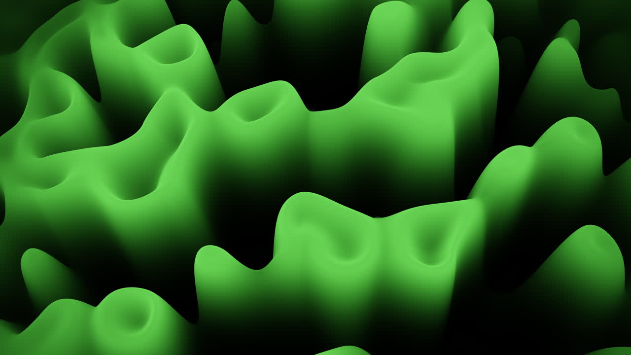 Abstract 3d rendering of dynamic green wavy shapes