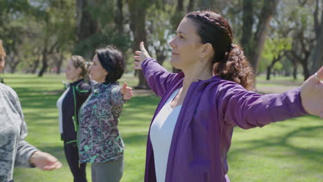 women's outdoor yoga or exercise class