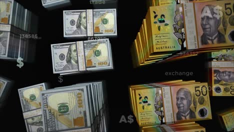 y el dólar australiano cambio de dinero bucle de animación de dólares