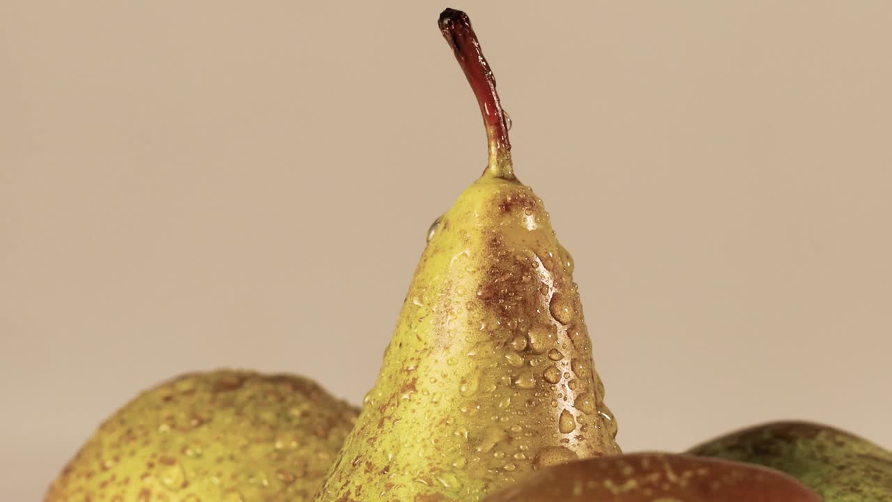Shot of pears in studio with waterdrops