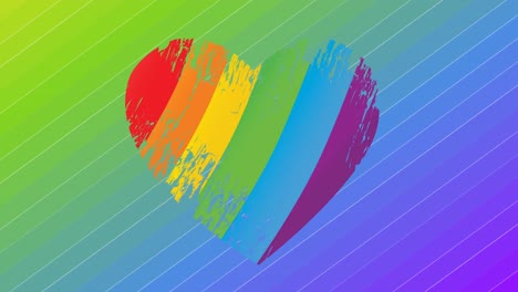 Animation-of-rainbow-heart-over-rainbow-stripes-background