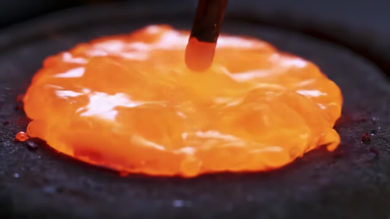 The Transformation of Molten Metal: A Journey from Glowing Orange Liquid to Solidified Red Matter Captured in Two Stunning Frames
