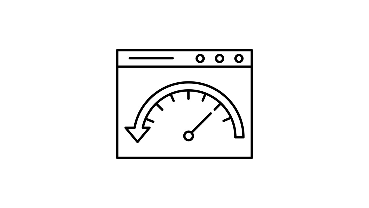 Animated Browser Window with Speedometer Measuring Performance