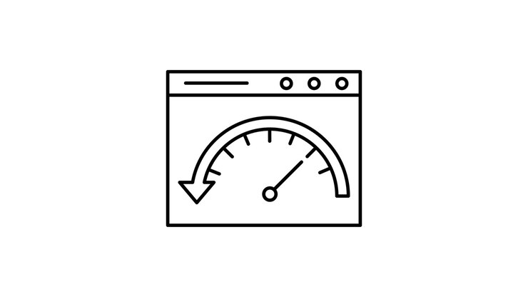 Animated Browser Window with Speedometer Measuring Performance