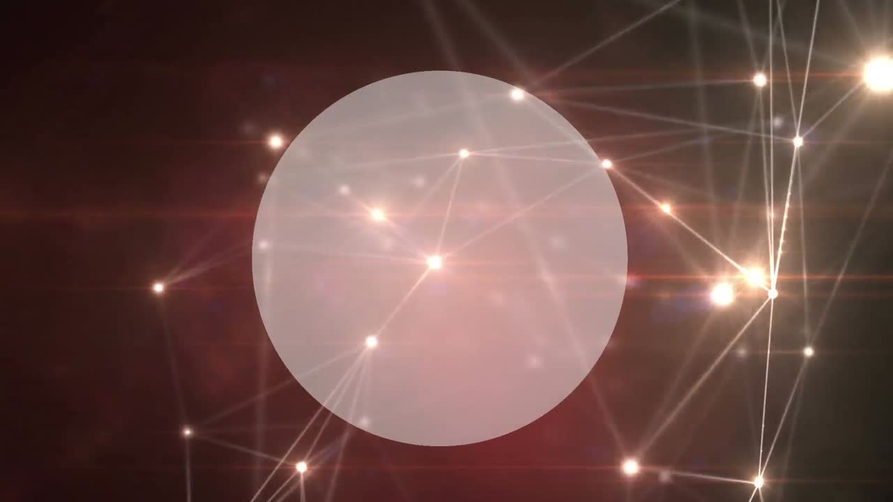 복사 공간과 함께 둥근 배너 위에 빛나는 연결 네트워크의 디지털 애니메이션