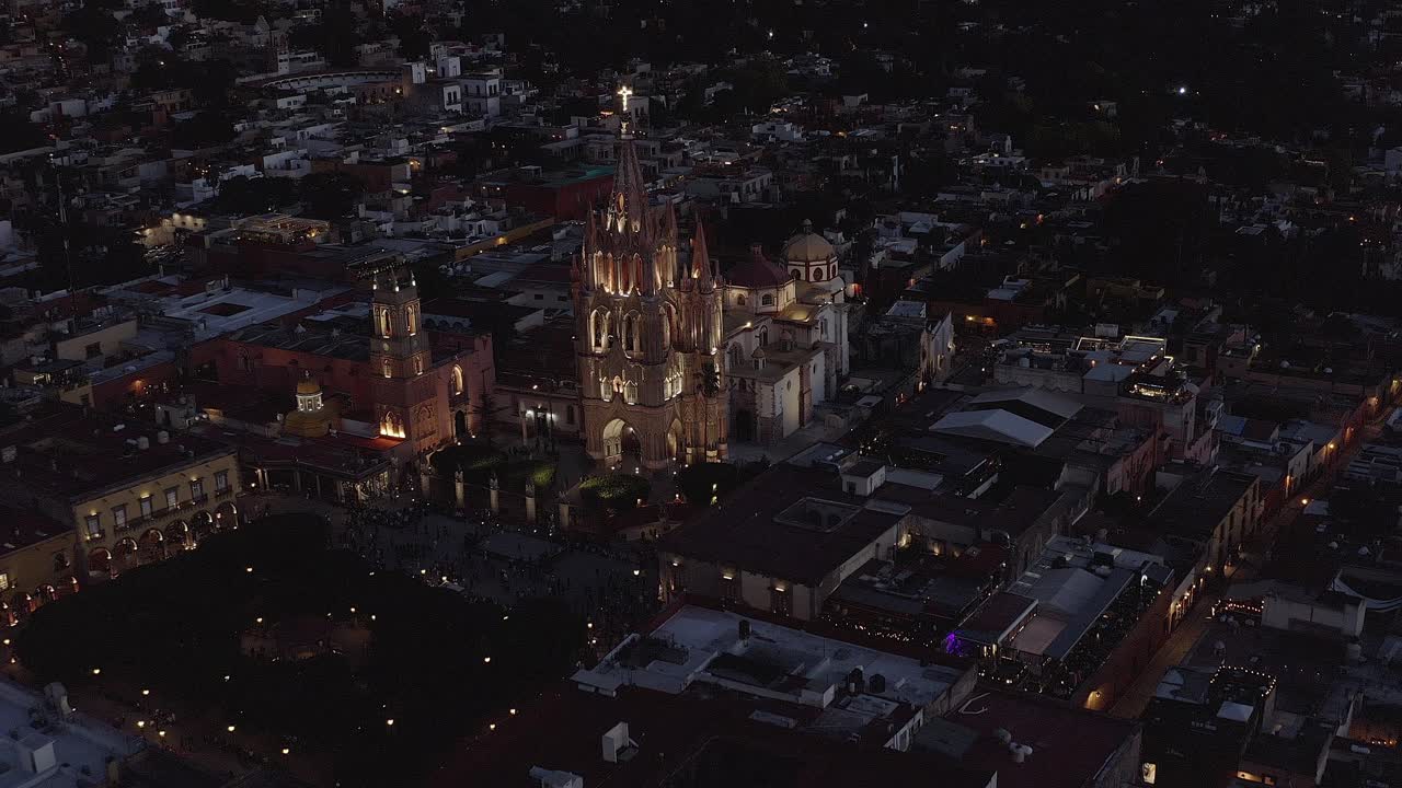 Aerial: the beautiful San Miguel de Allende, Guanajuato, Mexico, drone view