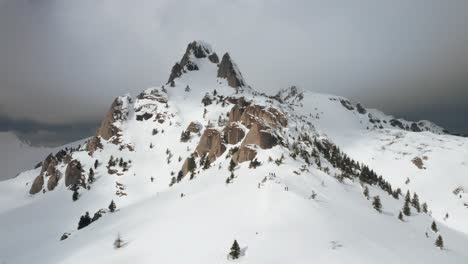 Tigaile-mari-nature-reserve-in-ciucas-mountains-during-winter,-aerial-view