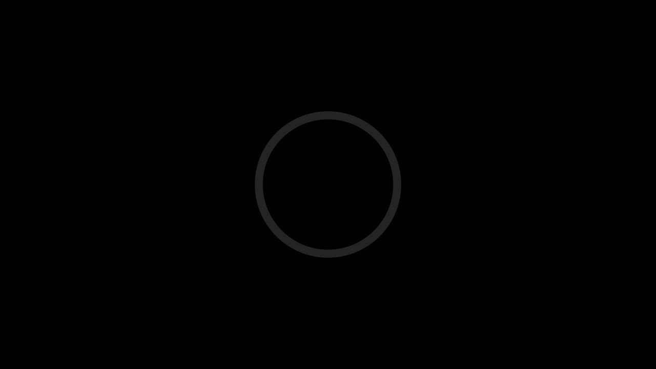 Video footage of minimal black white ring animation showing rotating circular loop glowing softly