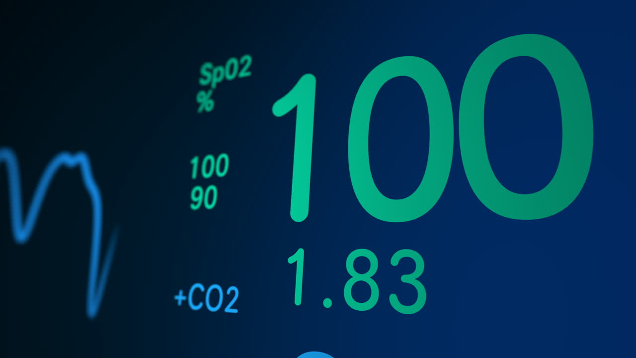 Electrocardiograph monitor displays patients heart rate health data