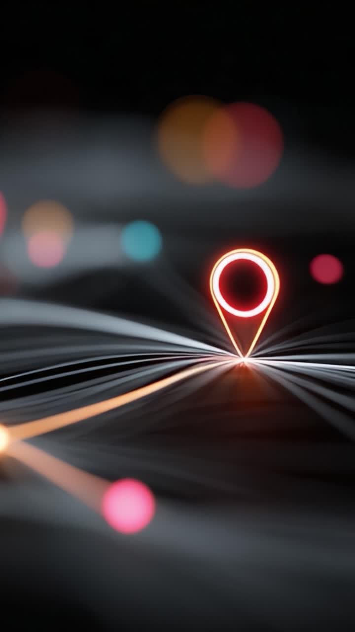 Exploring Connectivity Through Abstract Representation: A Visual Journey of Navigation Markers on Digital Pathways with Vibrant Colors and Shapes