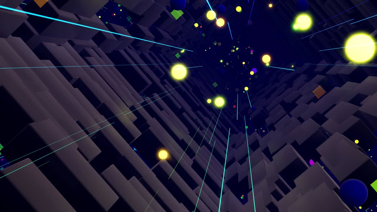 블록체인 또는 빅데이터 기술에서 하이테크 정보 흐름: 정보 기술 개념: 파란색 어두운 sf 배경: 터널 네온 조명처럼 기술 디지털 공간을 날아.