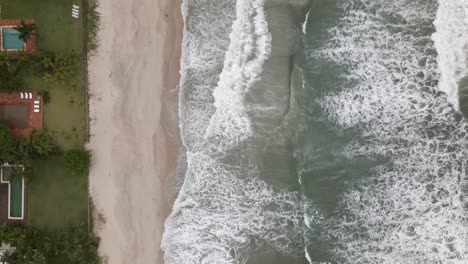 Barra-do-Una,-São-Sebastião,-litoral-norte-tropical-beach-overhead-90-degree-aerial-drone-shot