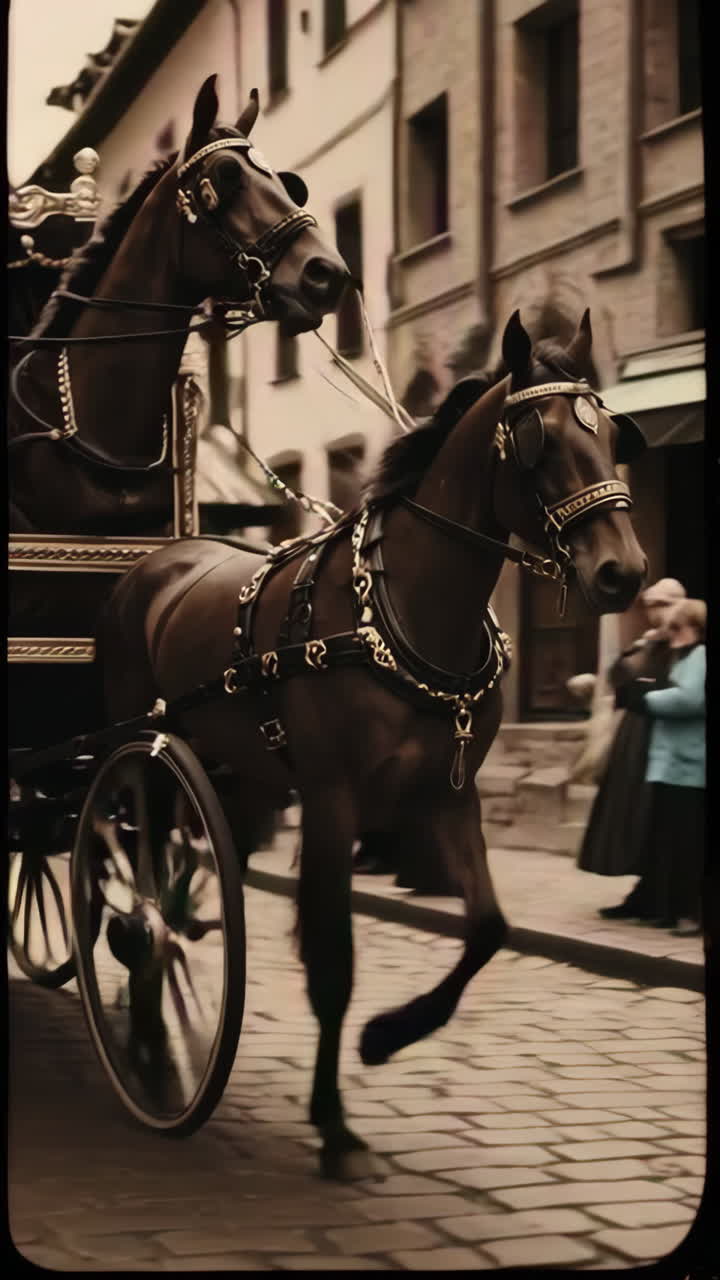 Carrozza trainata da cavalli in una strada di città europea