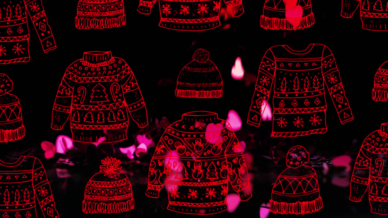 반이는 분홍색 심장 위에 점퍼와 모자의 애니메이션