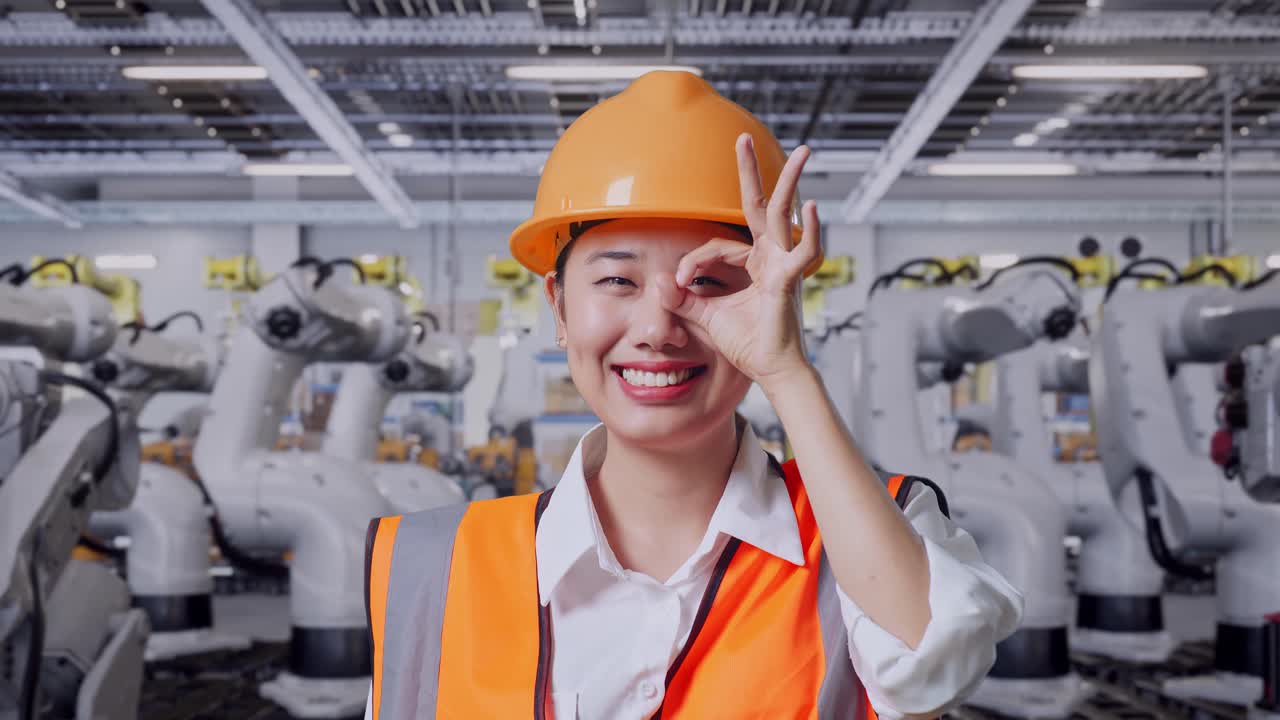 공장에서 일하는 여성 엔지니어