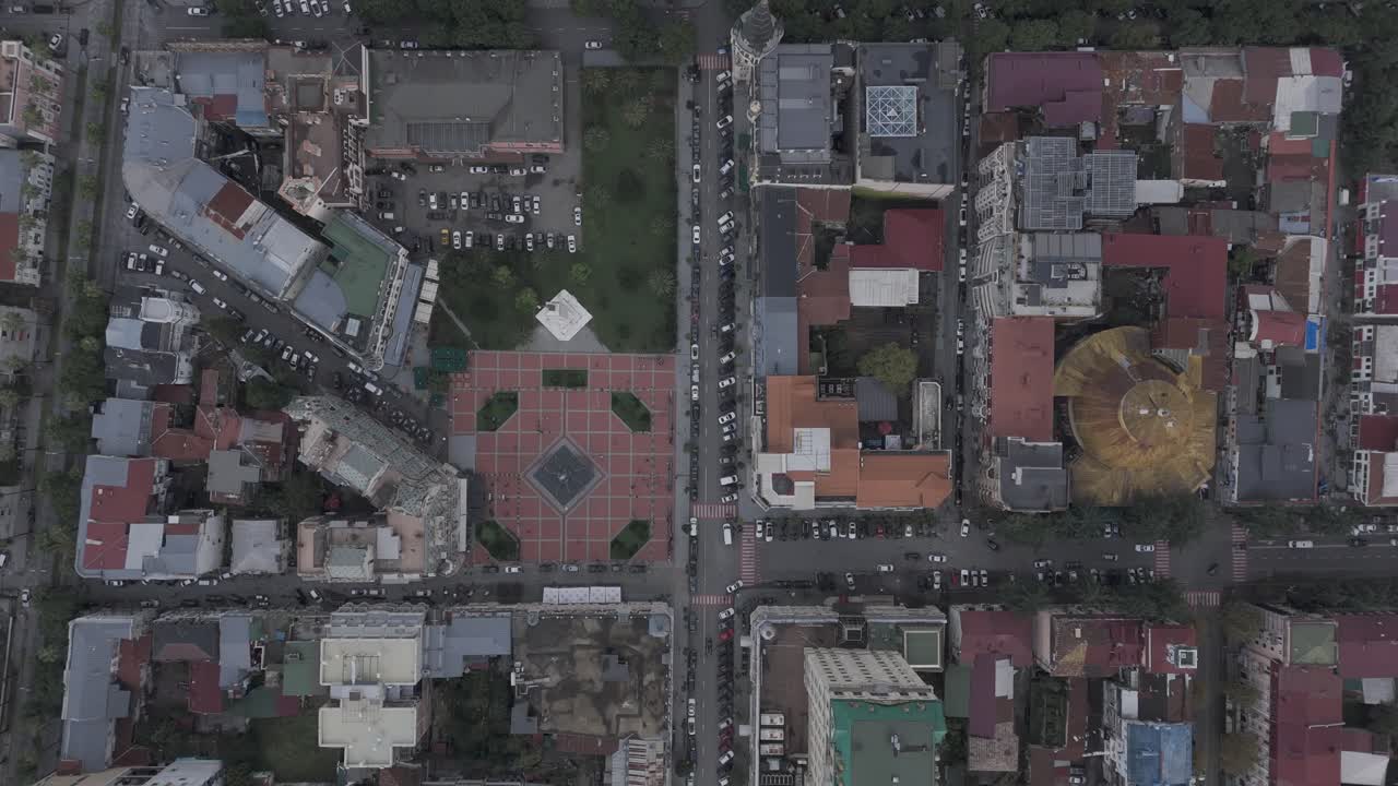 Cinematic daytime drone footage of Batumi skyline and skyscrapers.