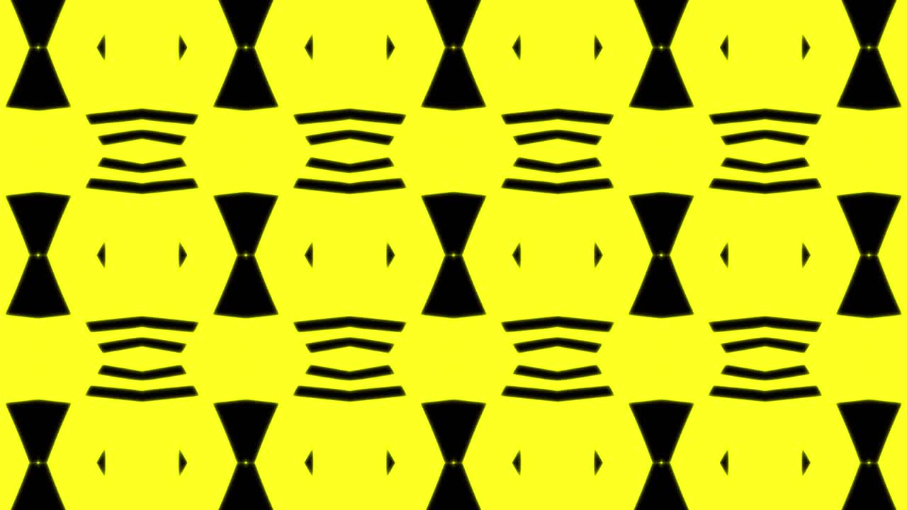 추상적인 노란색 기하학적 원활한 패턴 배경, 추상적인 줄무, 칼레도스코프 루프, 빠른 사이키델릭, 다채로운 칼레도코프 배경, 디스코, 추상적 모션 배경, 칼레이도스코프 효과