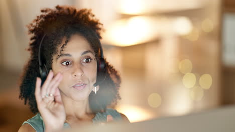 Rostro,-Comunicación-O-Mujer-En-Call-Center