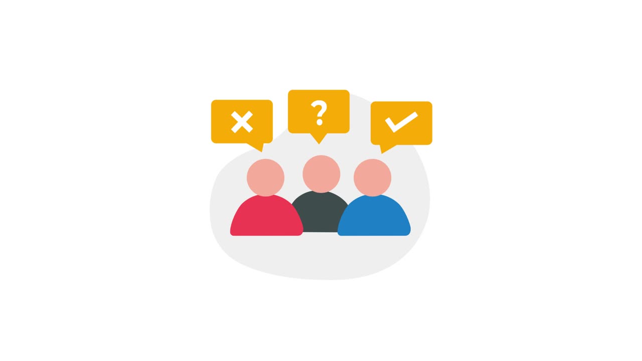 Animated Icons Representing Group Discussion and Feedback