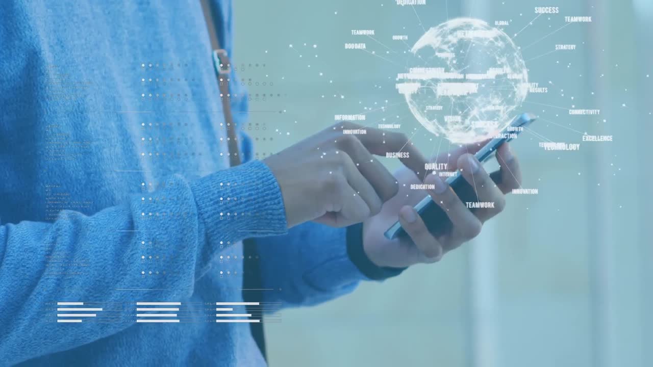 Globe spinning with data and connection network