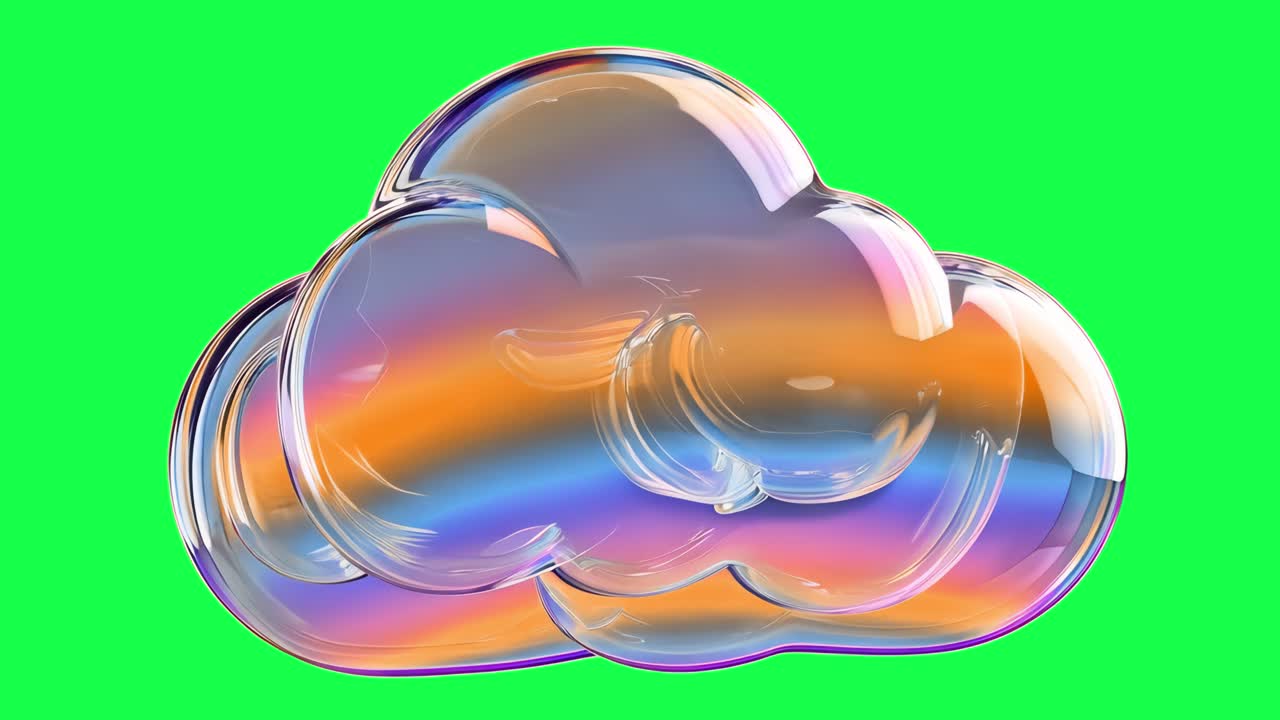 Animazione nuvola 3D olografica, video 4K trasparente, green screen