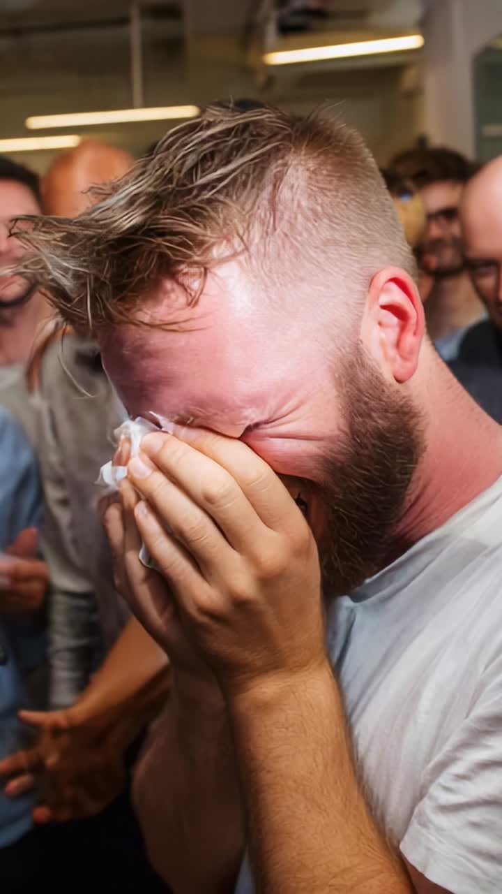 A Journey of Emotion: From Tears to Laughter, Capturing the Transformative Moments of Joy and Release in a Celebratory Setting with Friends