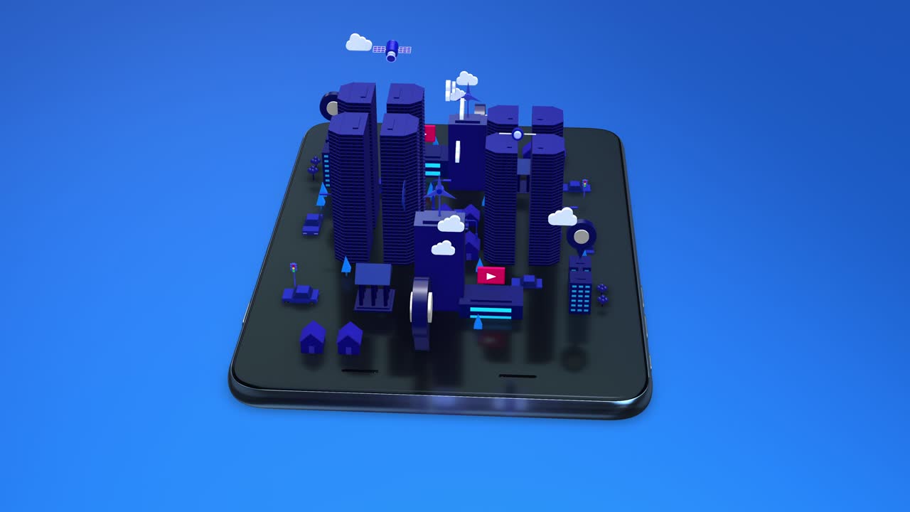 Metropolitan Smart City On Tablet Computer. Wireless Network. Loop.