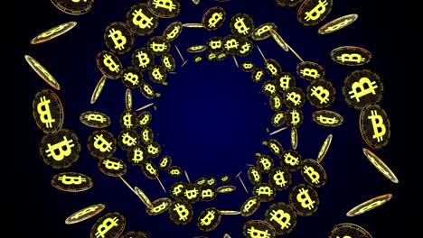 bitcoin coins animation, background, rendering, loop