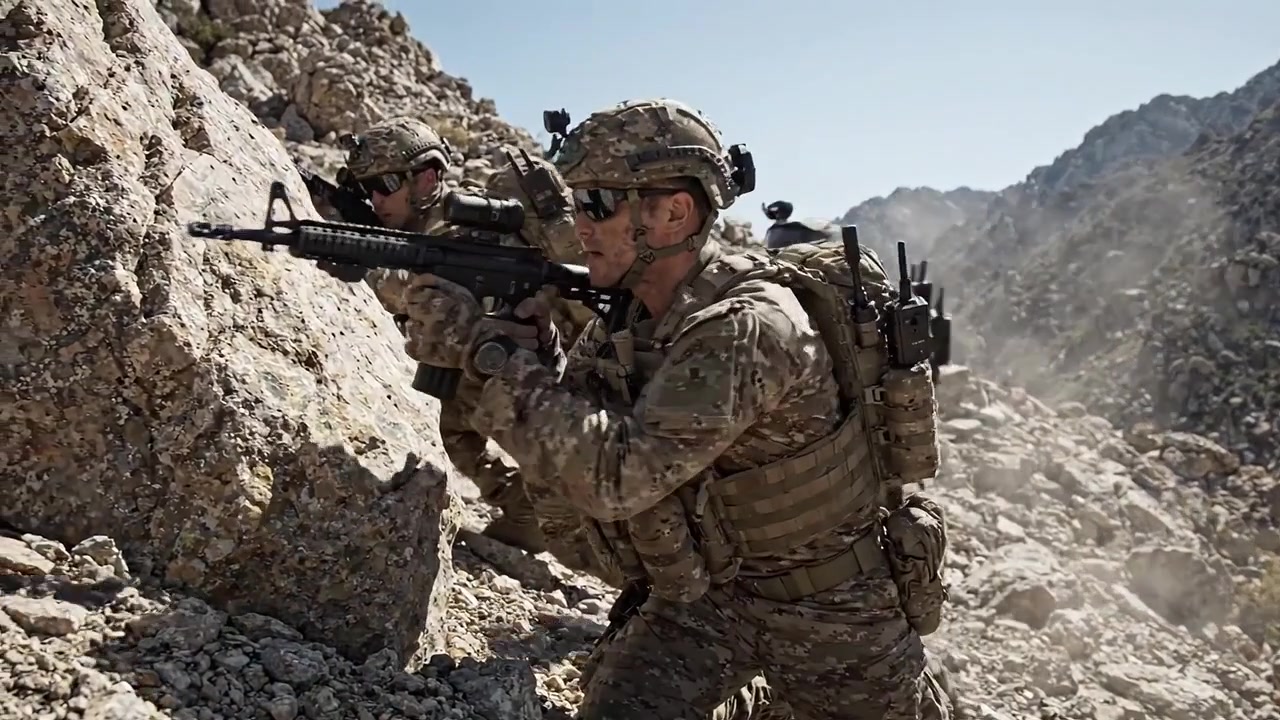 Soldati che attraversano un terreno roccioso in un'operazione militare: Superando le sfide e costruendo cameratismo in un ambiente ostile.