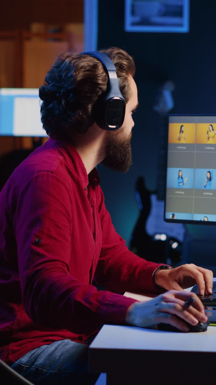 Vertical video Photo editor using graphic tablet to edit images lighting and color balance