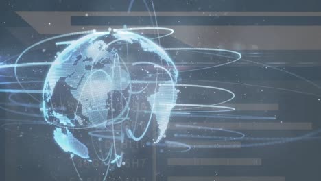 animation of network of connections and globe on blue background