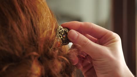 woman with a decorative hair pin