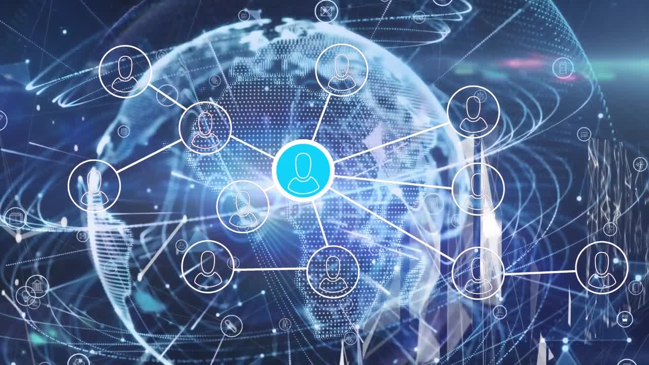 플렉서스 네트워크와 라이트 스에 대한 전 세계 프로파일 네트워크와 빛 트레일의 애니메이션