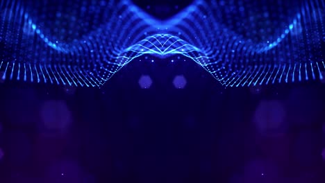 las partículas azules brillantes forman líneas, estructuras simétricas como en el micro-mundo o el espacio cósmico. fondo abstracto de ciencia ficción 3d en bucle de 4k. para presentaciones de vacaciones, ceremonias como diseño de movimiento de bucle vj 13