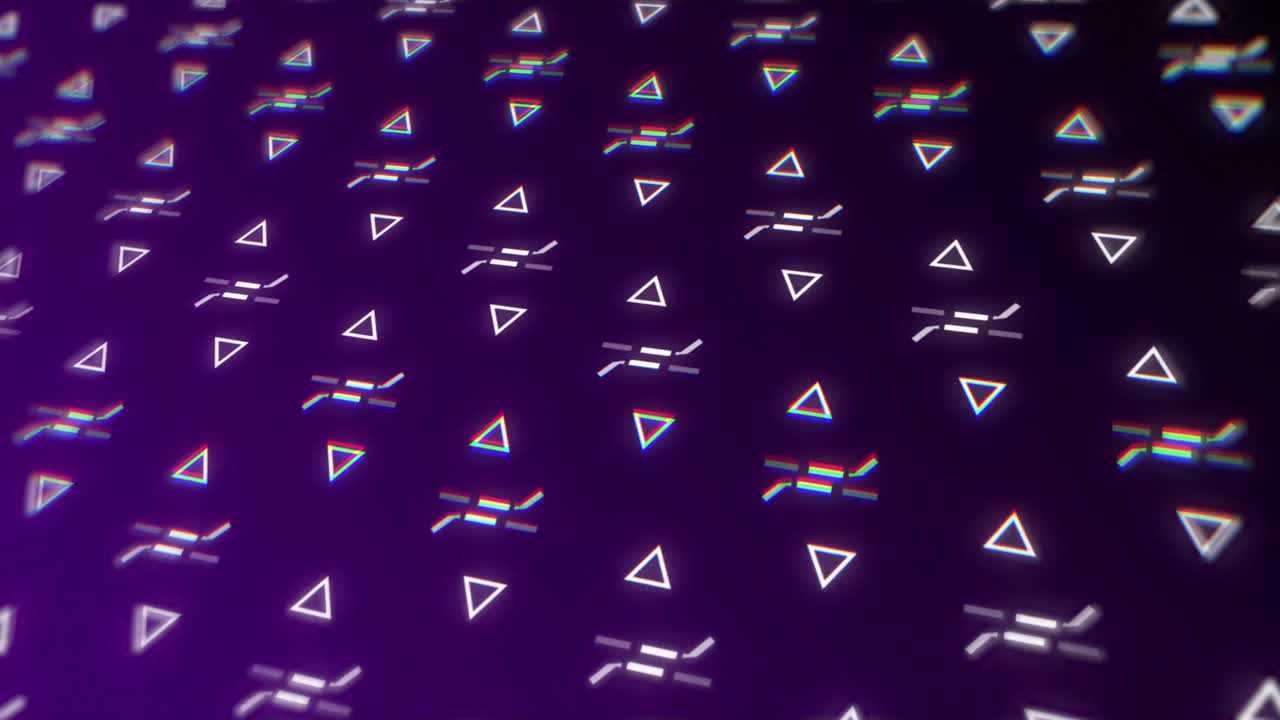 animación de formas repetibles que se mueven sobre un fondo violeta