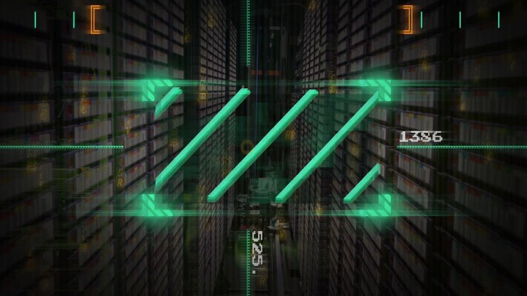Animation of data processing with scope scanning over server room