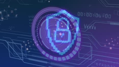 animación del escaneo del alcance con el icono del candado sobre el procesamiento de datos