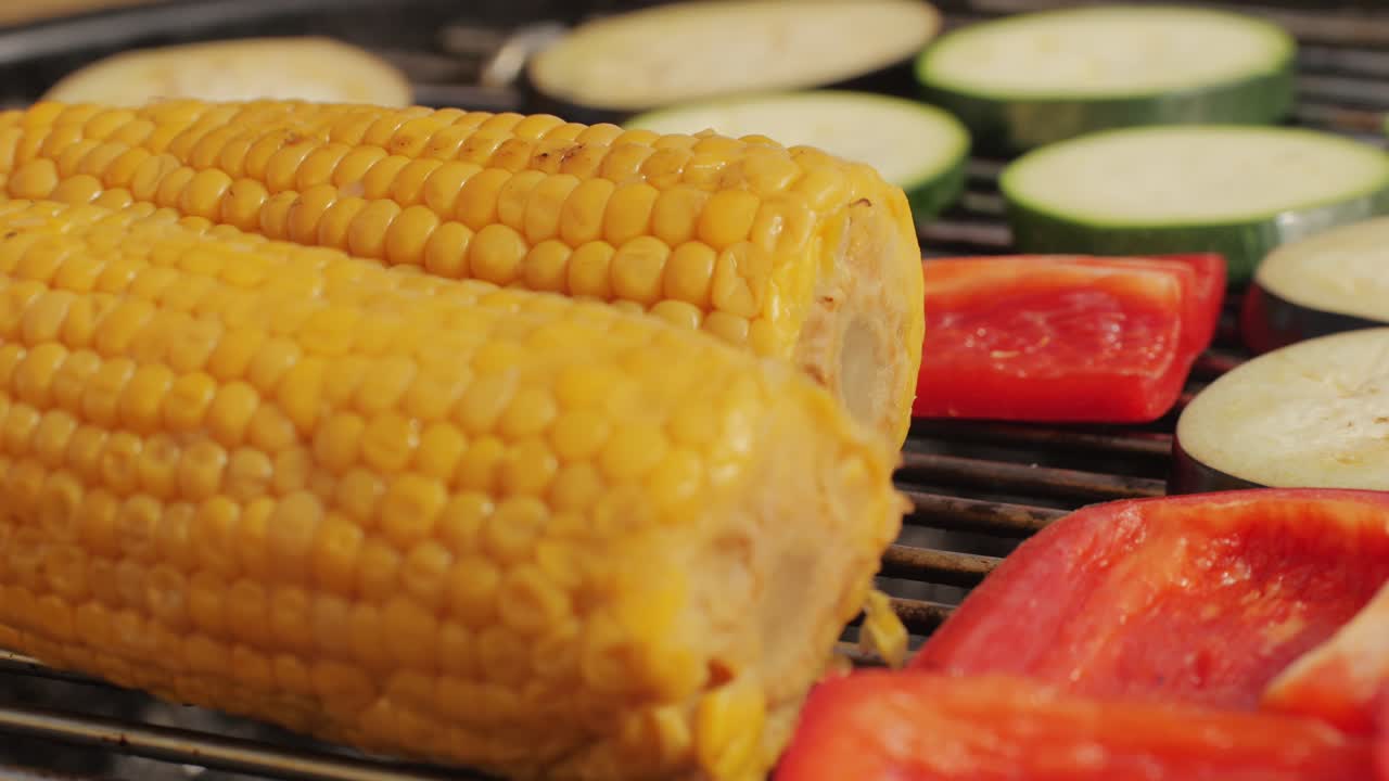 Grilled Corn and Vegetables on a Barbecue